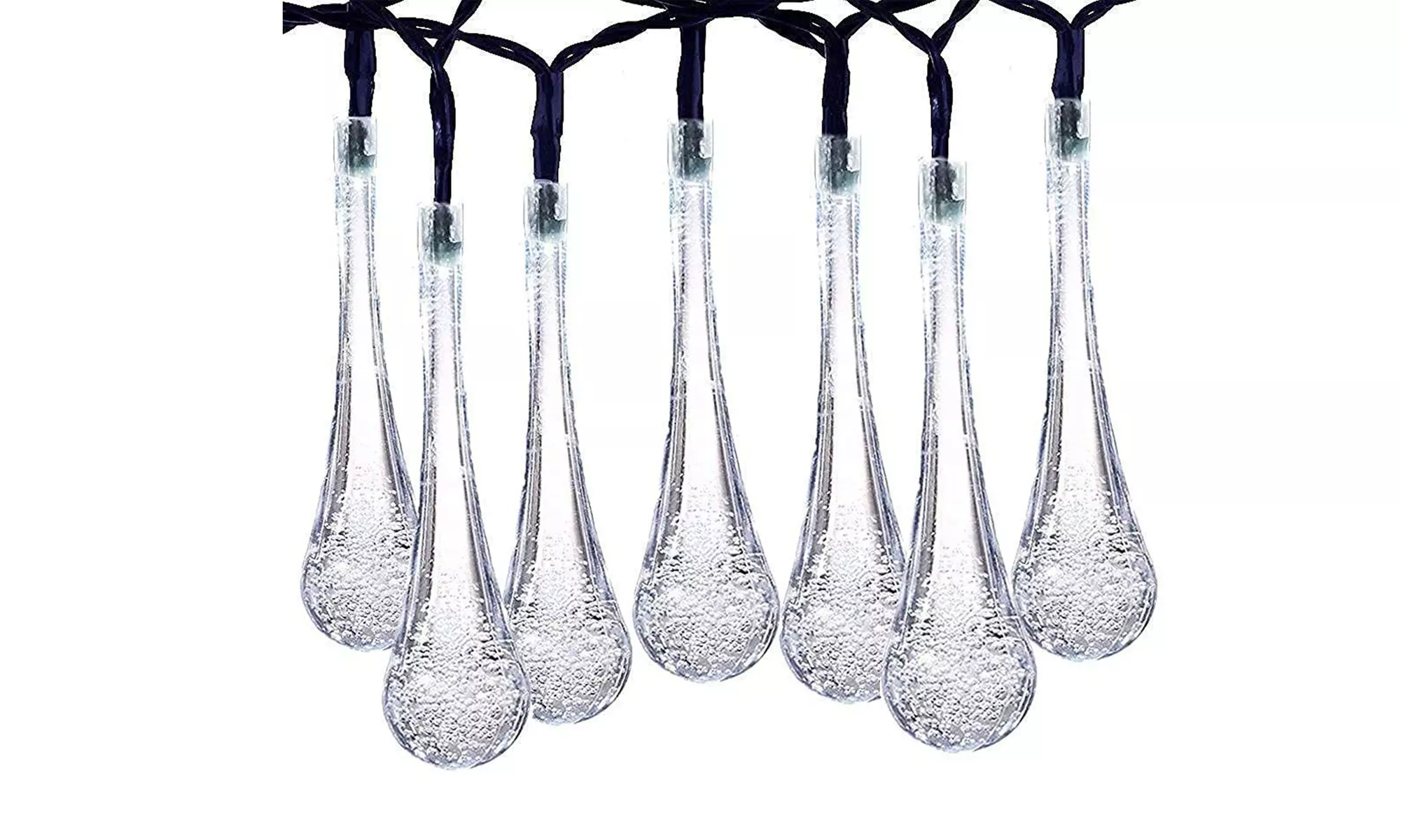 Solar String Lights 20ft 30 LED Water Drop Solar String Fairy Waterproof Lights