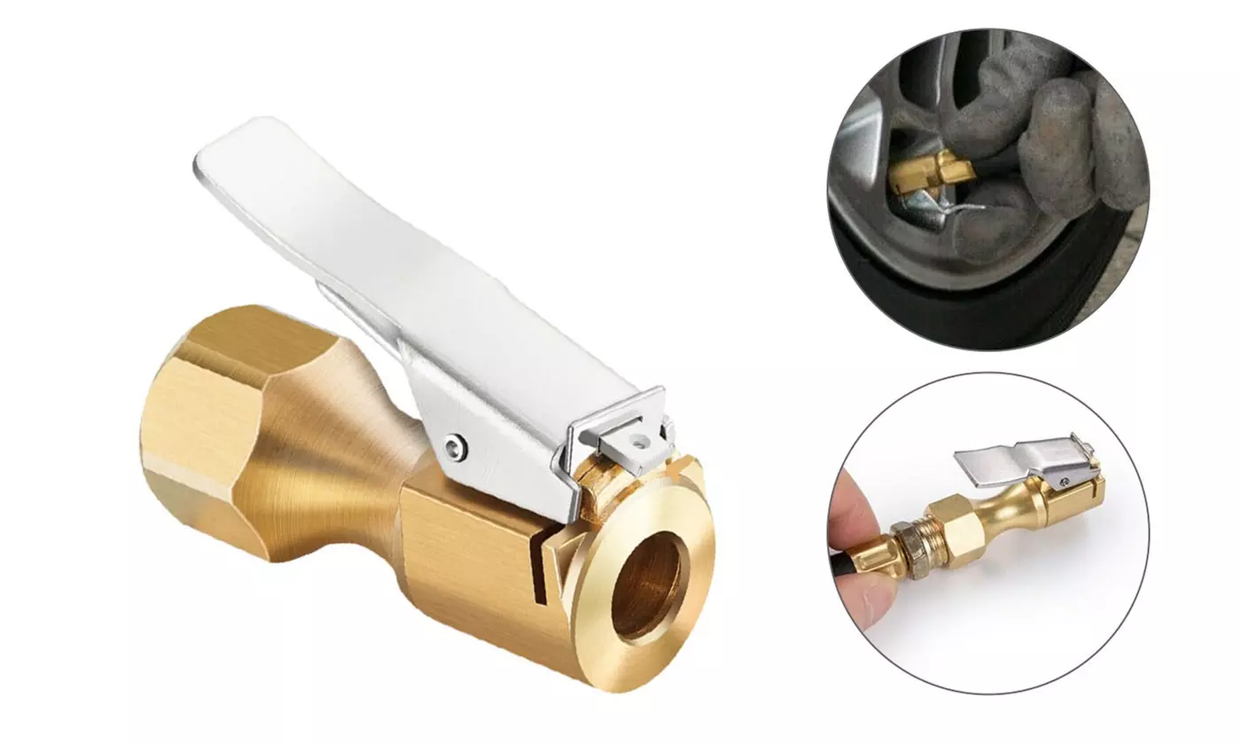 2pcs Auto Car Air Chuck Open Flow Straight Lock-On with Clips for Tire Inflator - Primary Image