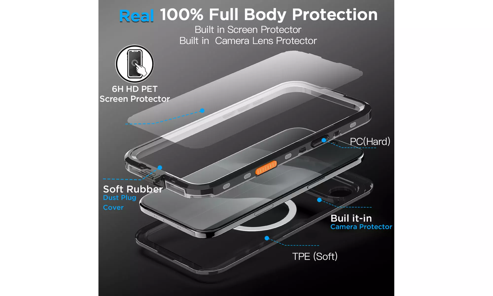 For iPhone 17 Pro Max Air Waterproof Magnetic Heavy Duty Shockproof Case
