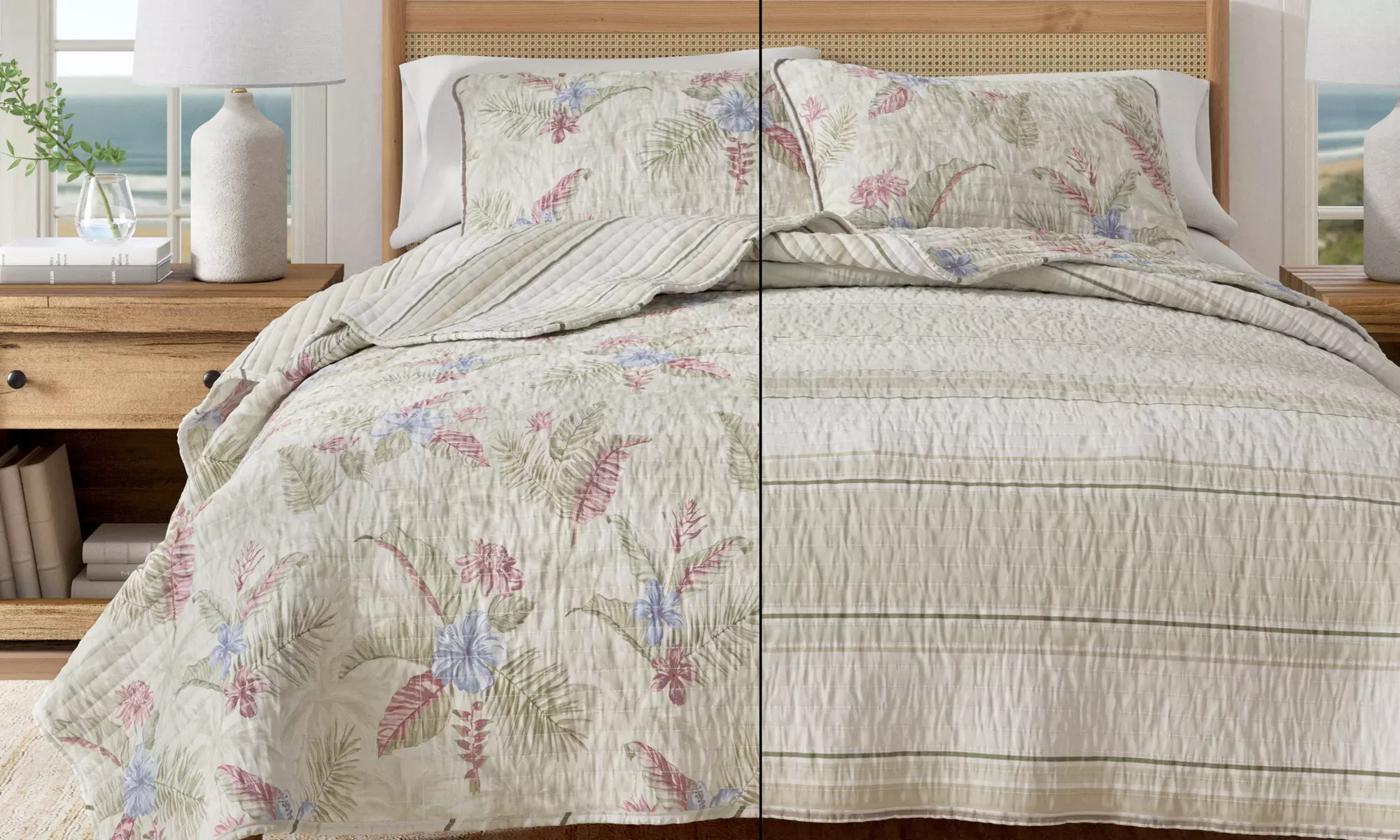 Reversible Floral Cotton Quilt Set (2- or 3-Piece)