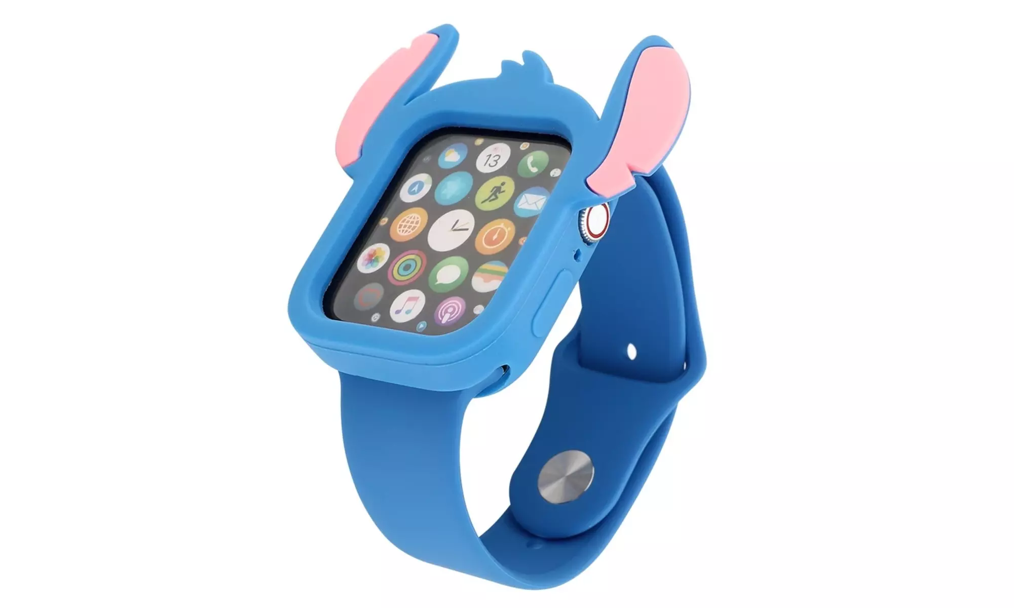Blue Stitch Ears Case W/ Blue Silicone Band For Apple Watch - Primary Image