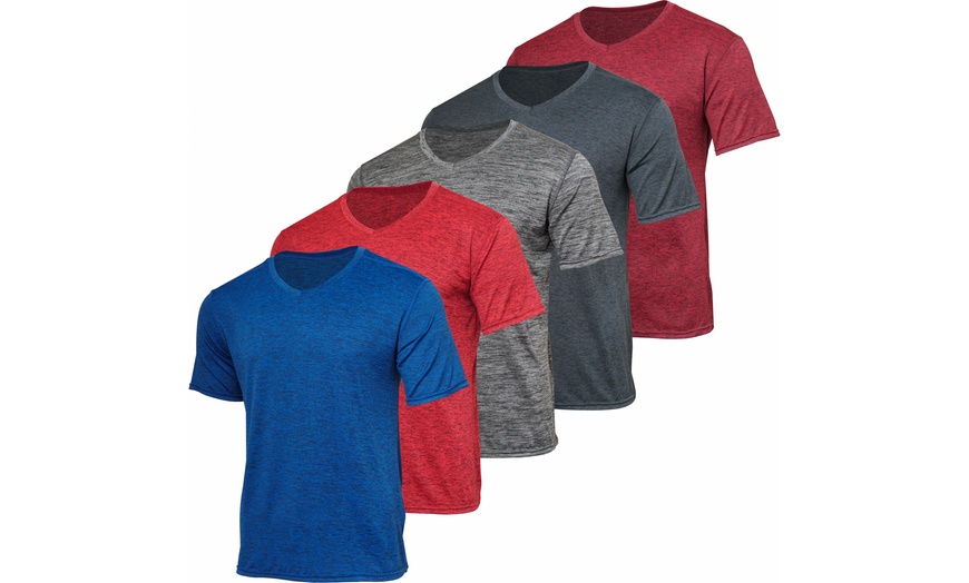 Real Essentials Men's Active Dry Fit V-Neck T-Shirt (5-Pack, S-2XL ...