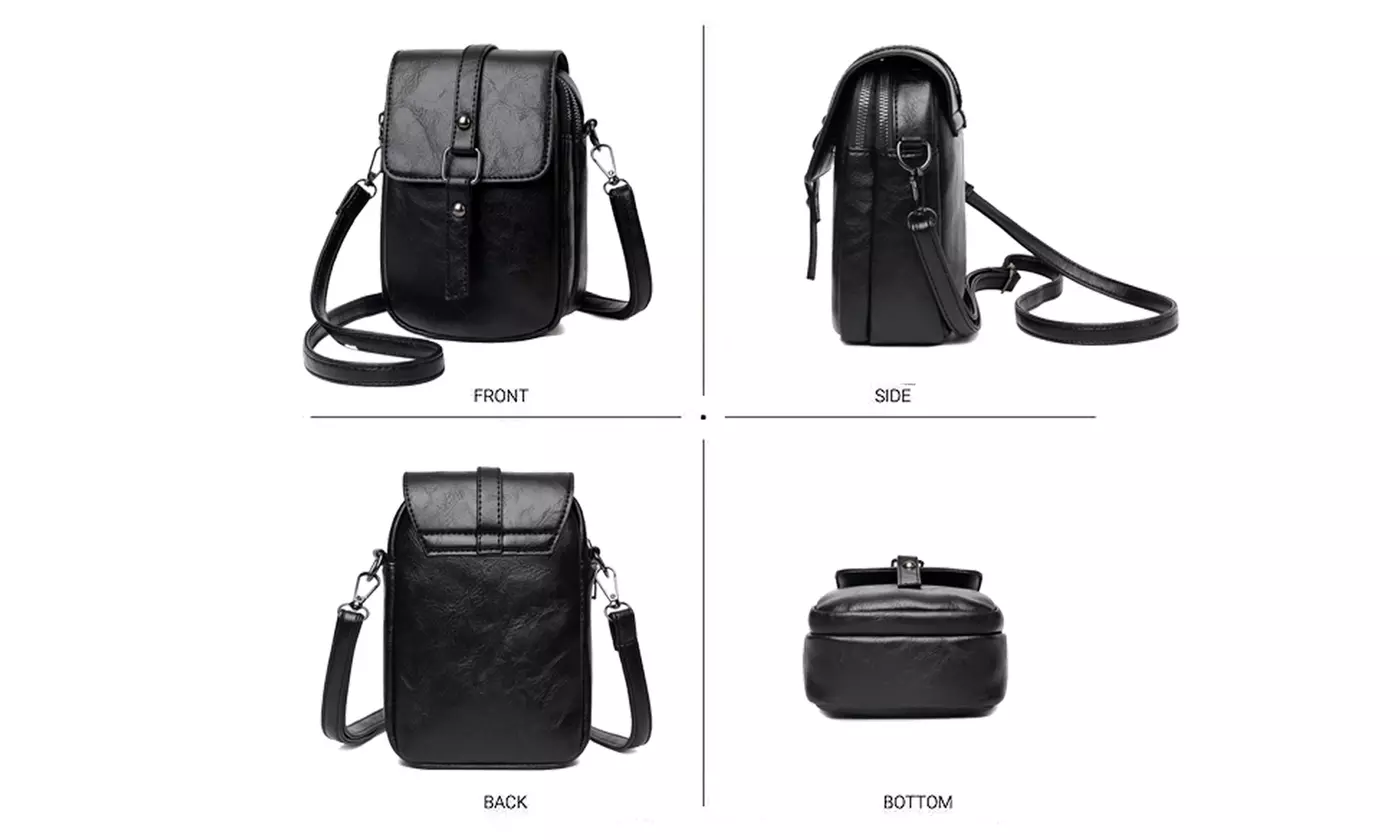 ItBelongs2U Women's Vintage Leather PU Shoulder Crossbody Phone Bag