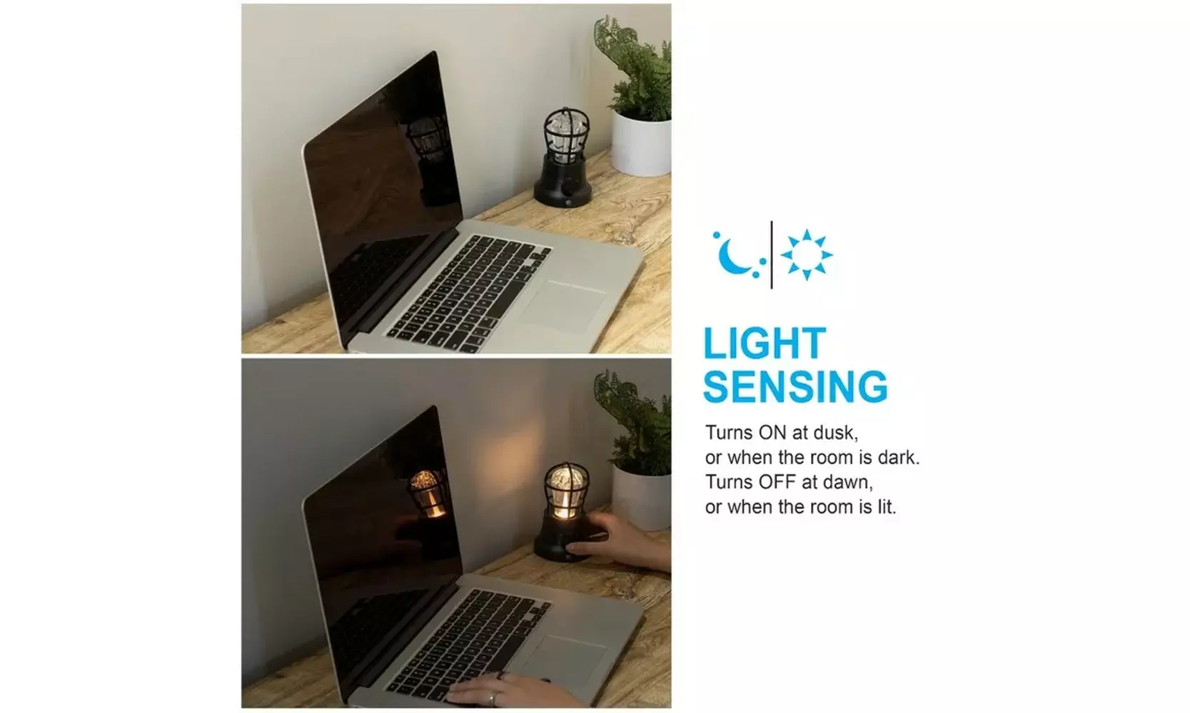 GE Vintage Cage Frame Color Changing Light Sensing LED Night Light, Black