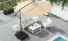 Costway Patio 10FT Hanging Offset Umbrella 32 LED Lights Sand Bag Cross Base