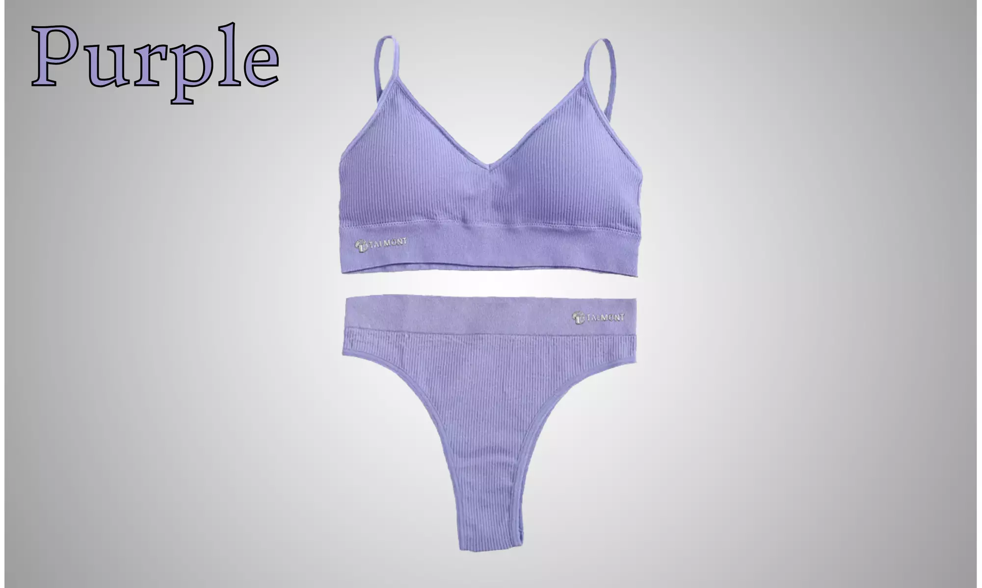 Talmont Seamless Ribbed Bra and Panty Set Soft Stretchy Lounge Lingerie
