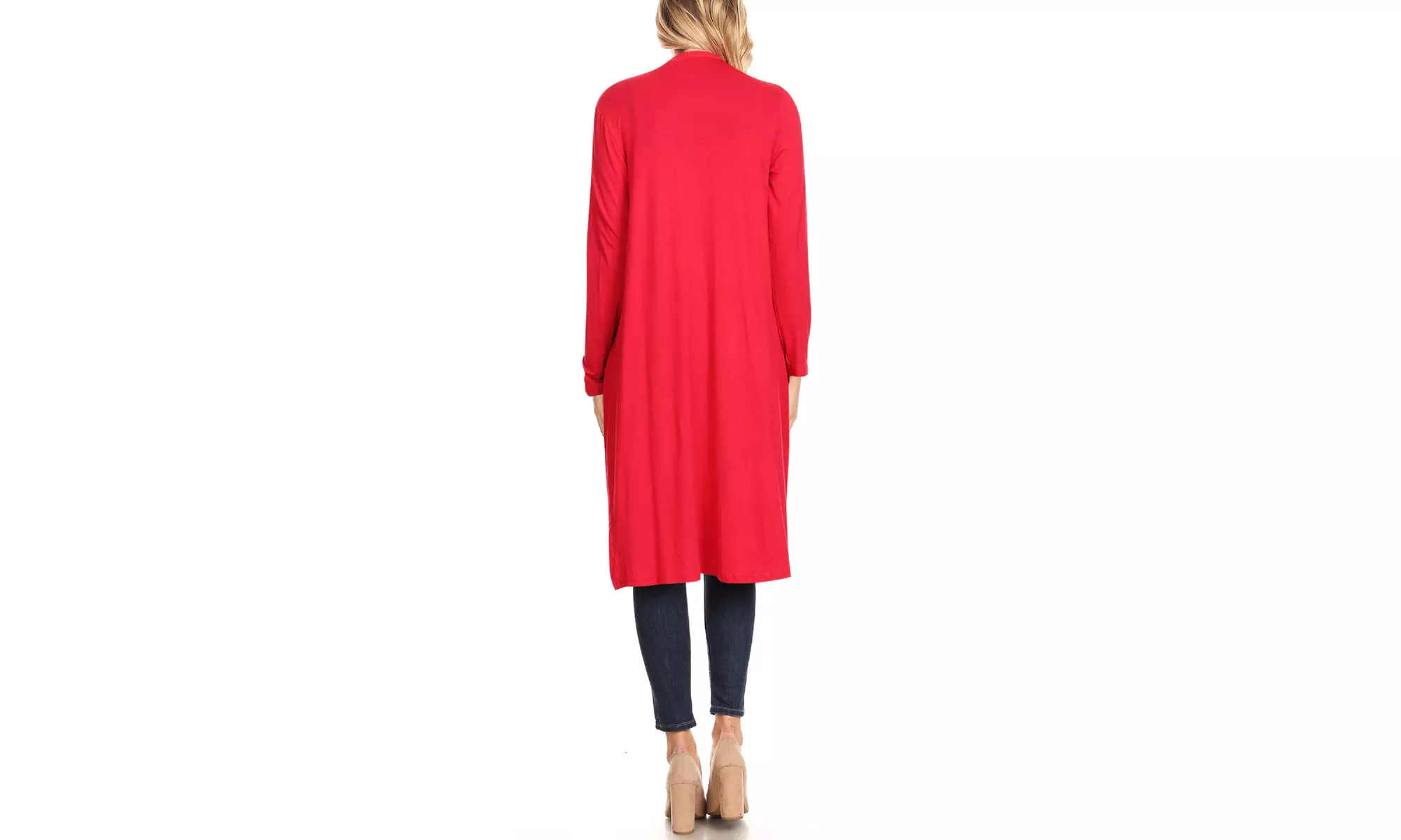 Women's Casual Open Front Side Pockets Solid  Long Cardigan