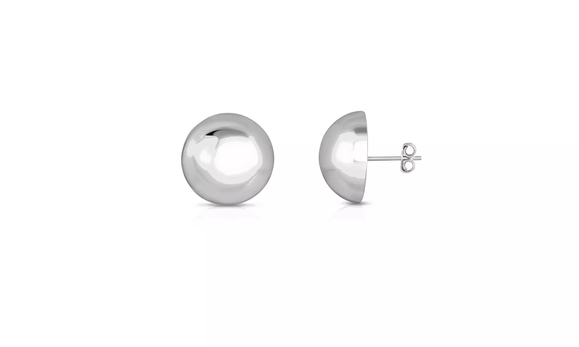1 or 3 Pairs Italian Sterling Silver 10MM Half Ball Dome stud Earrings