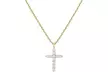 925 Sterling Silver Cubic Zirconia Cross Pendant Necklace, Silver & Gold Plated - Second Medium