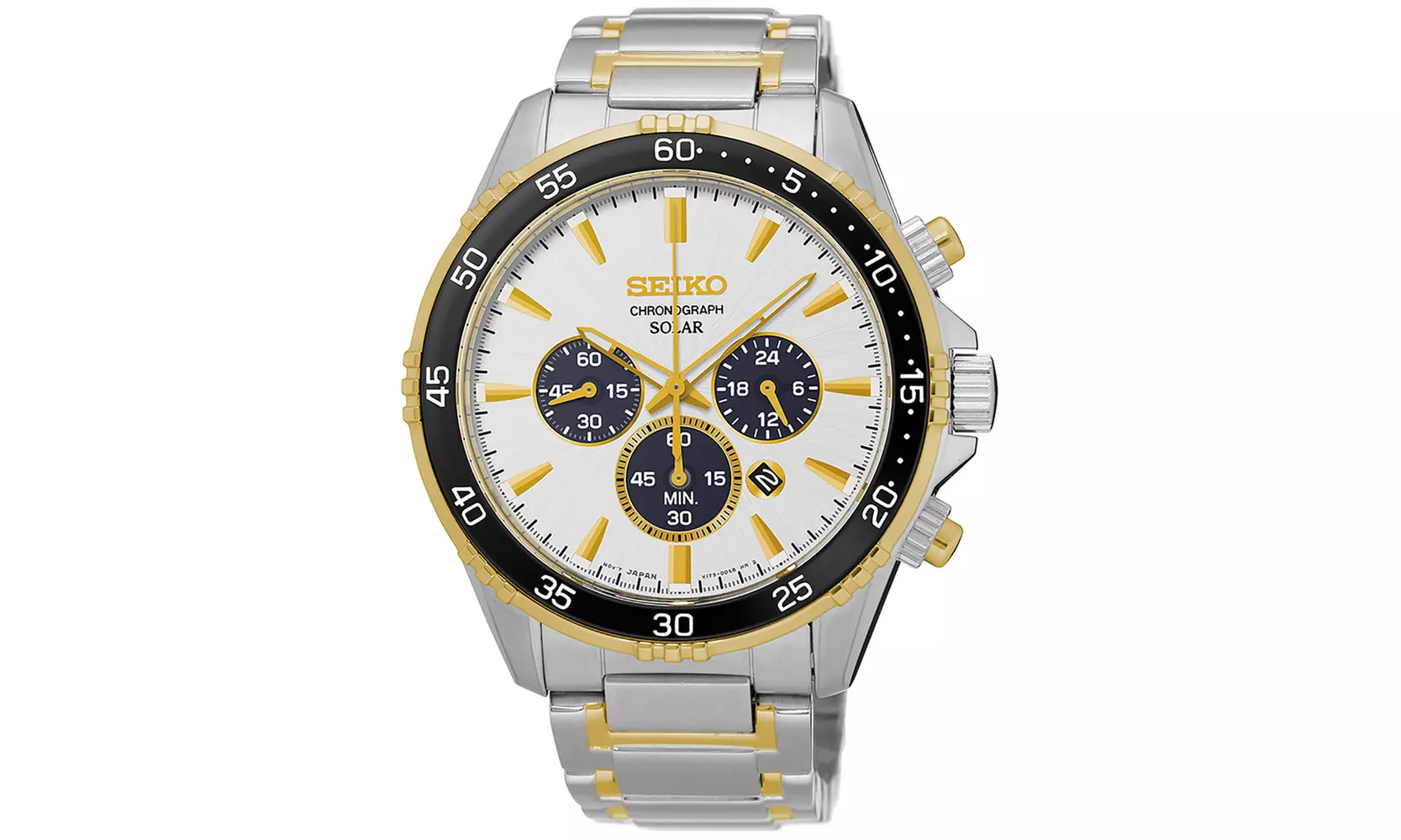 Seiko SSC446 Men's Seiko Core Solar Chronograph Watch in Silver & Gold - Primary Image