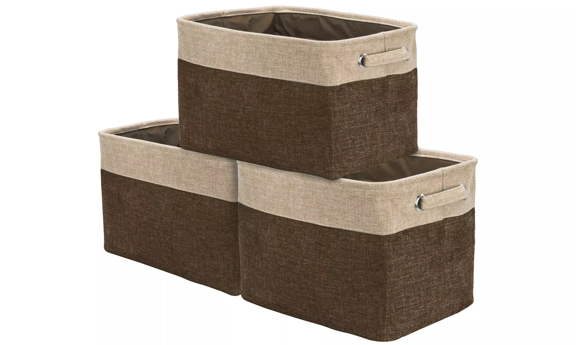 3-Pack Large Storage Baskets - Fabric Collapsible Organizer Bin w/ Carry Handles