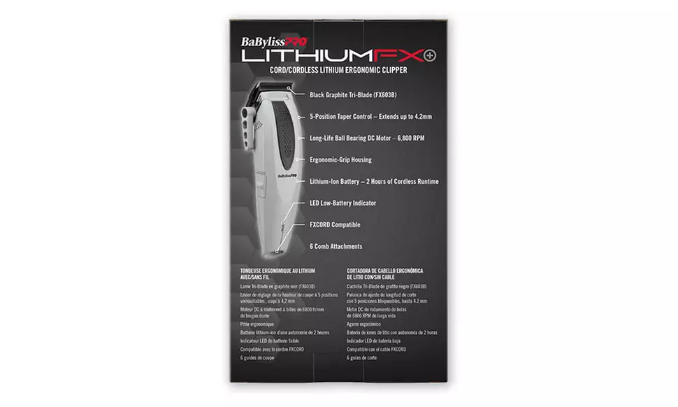 BabylissPRO LITHIUMFX Limited Edition Grey Cord and Cordless Clipper OR Trimmer