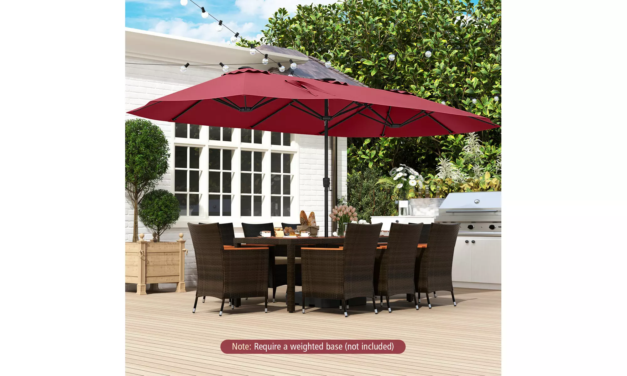 Costway 15.5 FT Extra-Large Patio Umbrella with LED Solar Lights