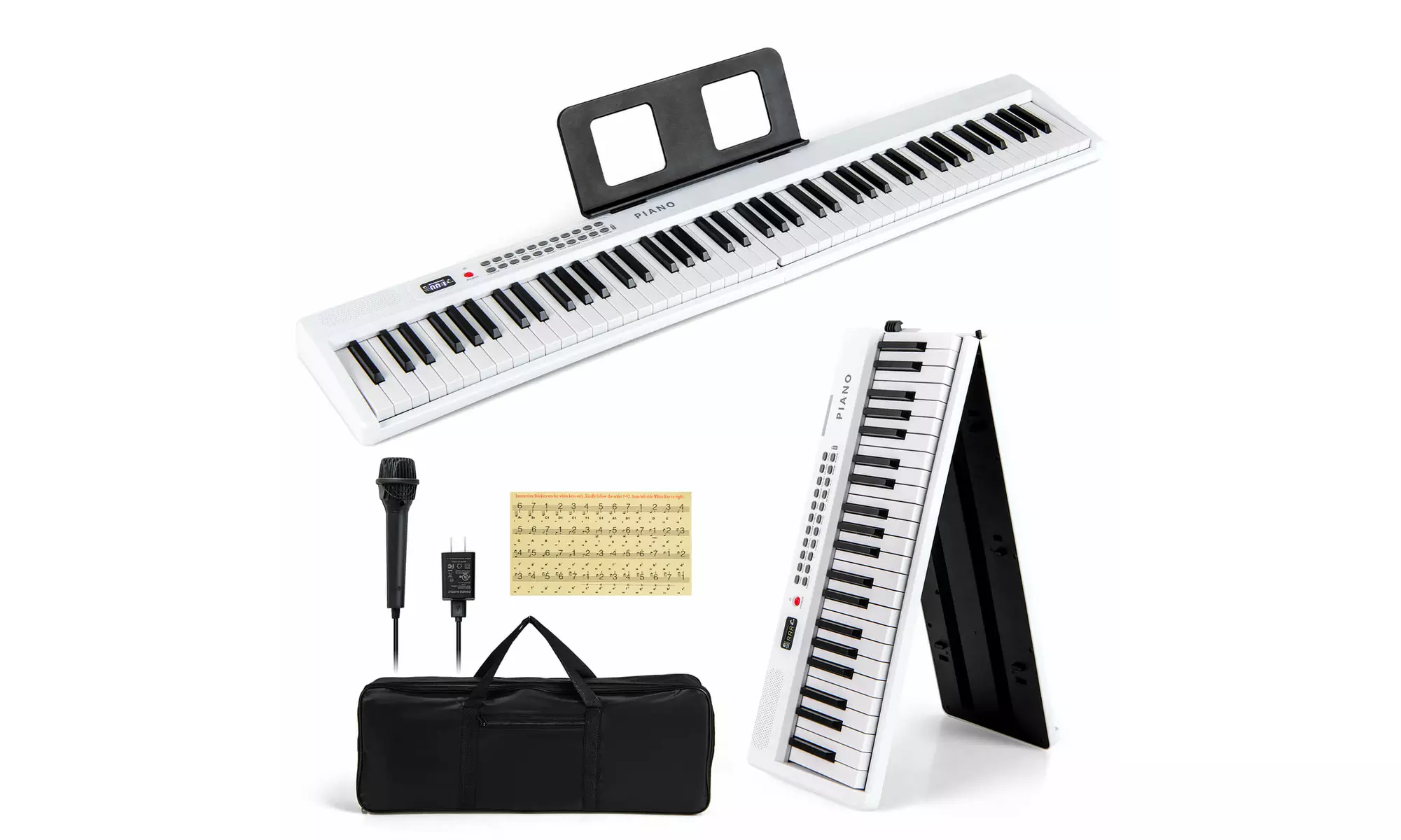 Costway 88 Key Folding Piano Keyboard with Wireless MIDI Dual Speakers