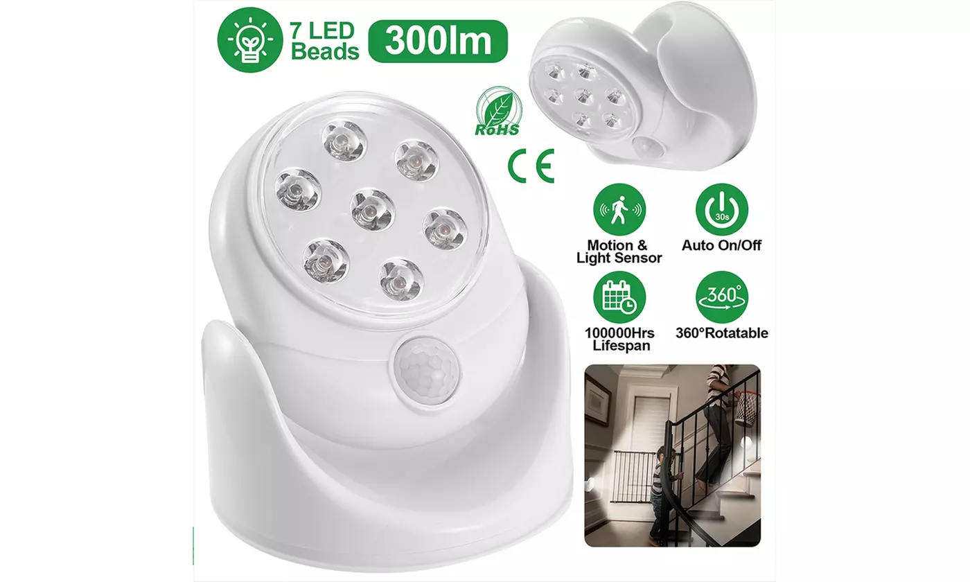 Wireless LED Spotlight 90 Degree Motion Sensor Night Lamp 360 Degrees Rotate - Primary Image