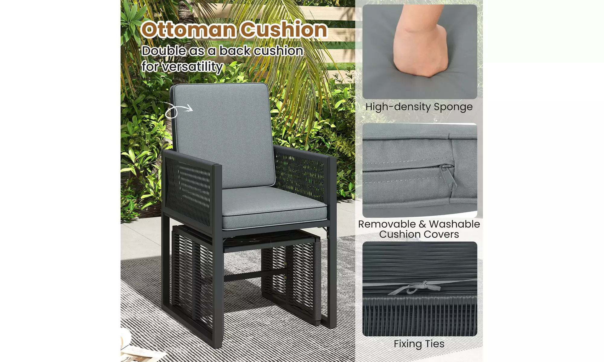 Costway Five-Piece Rattan-Effect Outdoor Dining Set