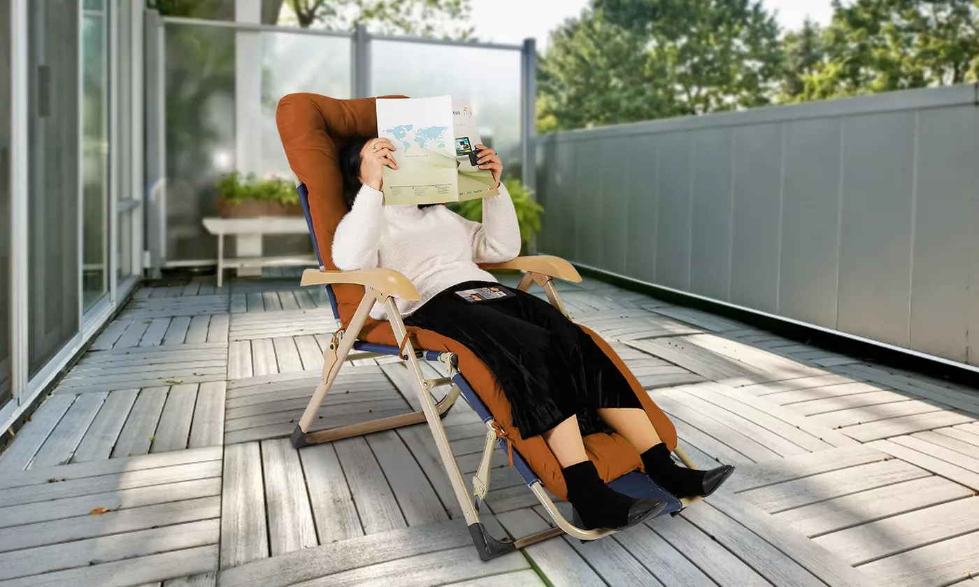 NewHome Outdoor Chaise Lounge Chair Cushion with Thick Padding and Ties