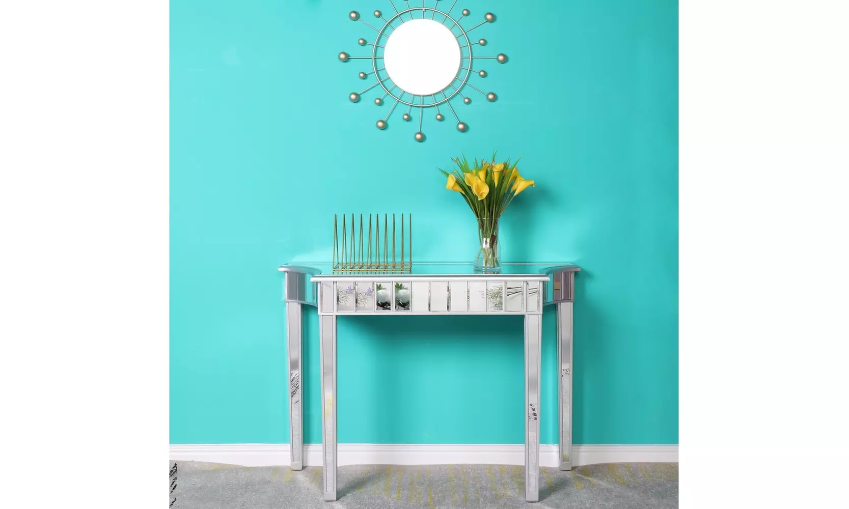 Mirrored Console Table Modern Writing Desk for Bedroom Bathroom Home Office - Primary Image