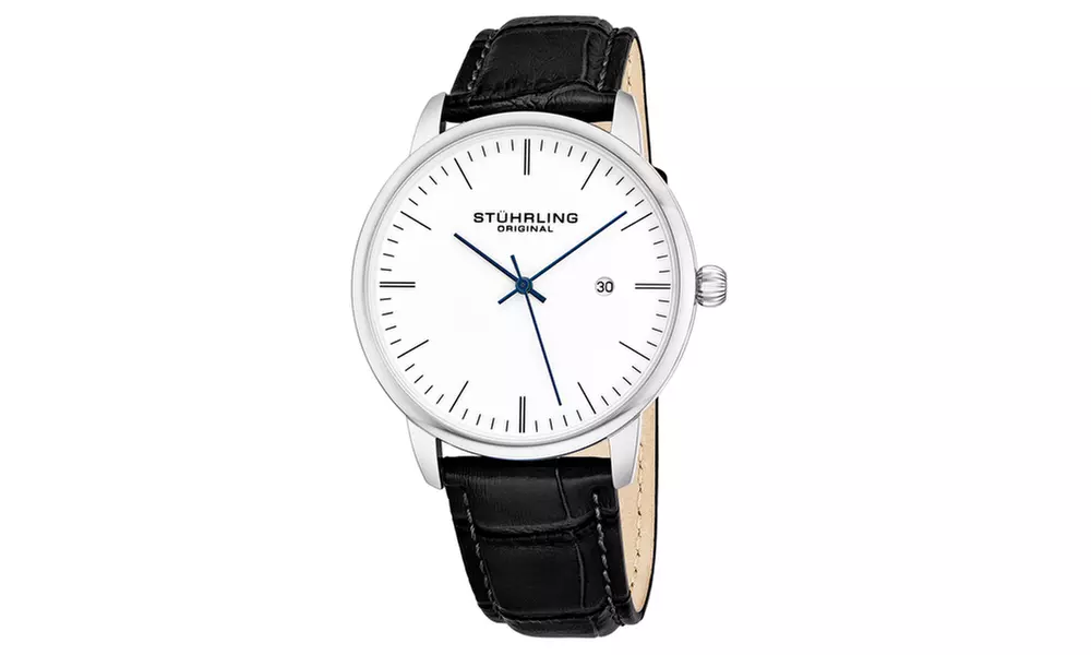 Stuhrling Original Mens Genuine Leather Dress Watch with Date GP16655