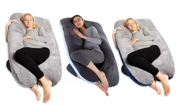 Pregnancy Pillow U Shaped Comfortable Soft Crystal Velvet Whole Body Pillow - Primary Image