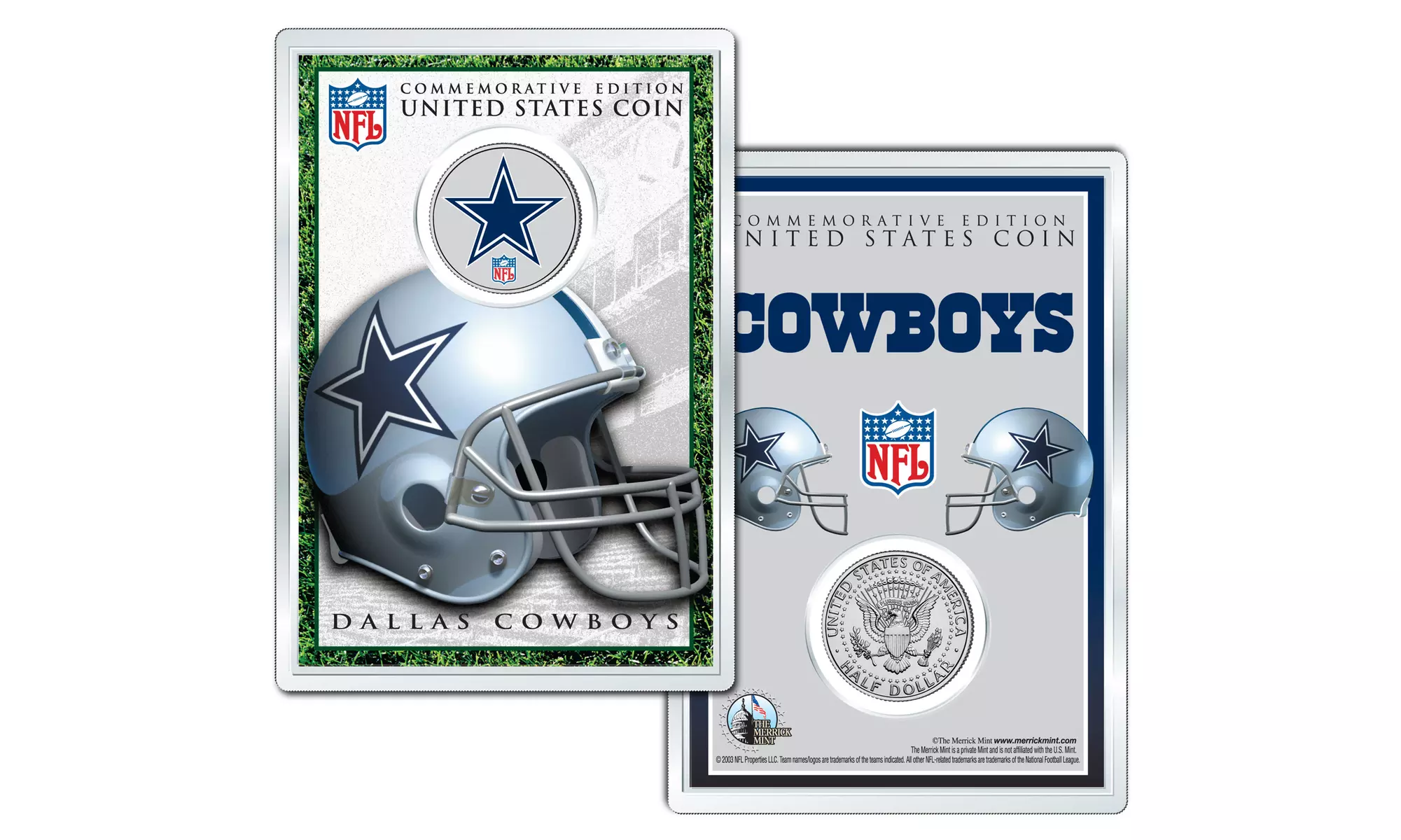 Dallas Cowboys Licensed JFK & Texas Quarter Coins - 4 Designs with Display Case