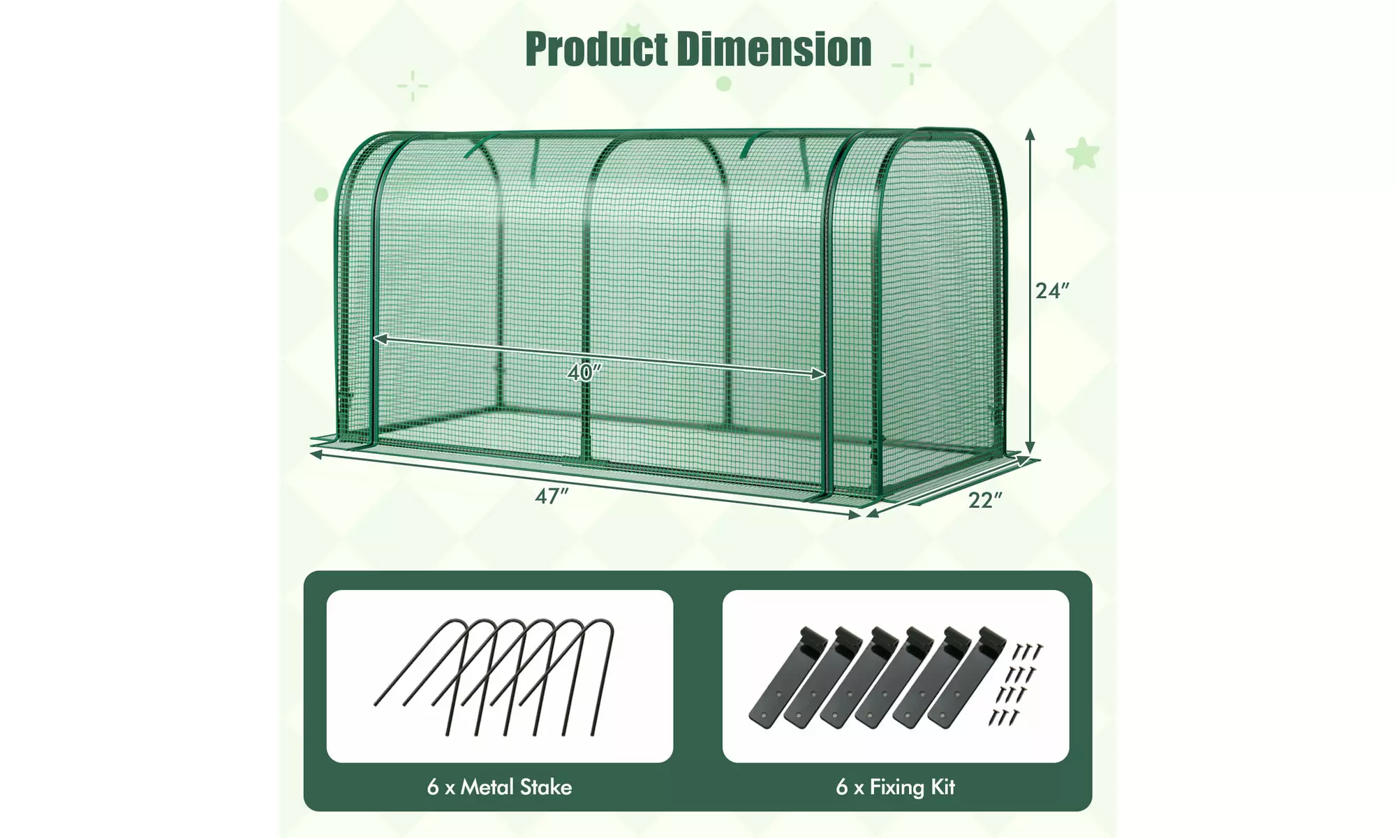 Costway Portable 47 Inch Mini Greenhouse Outdoor Indoor Tunnel Greenhouse