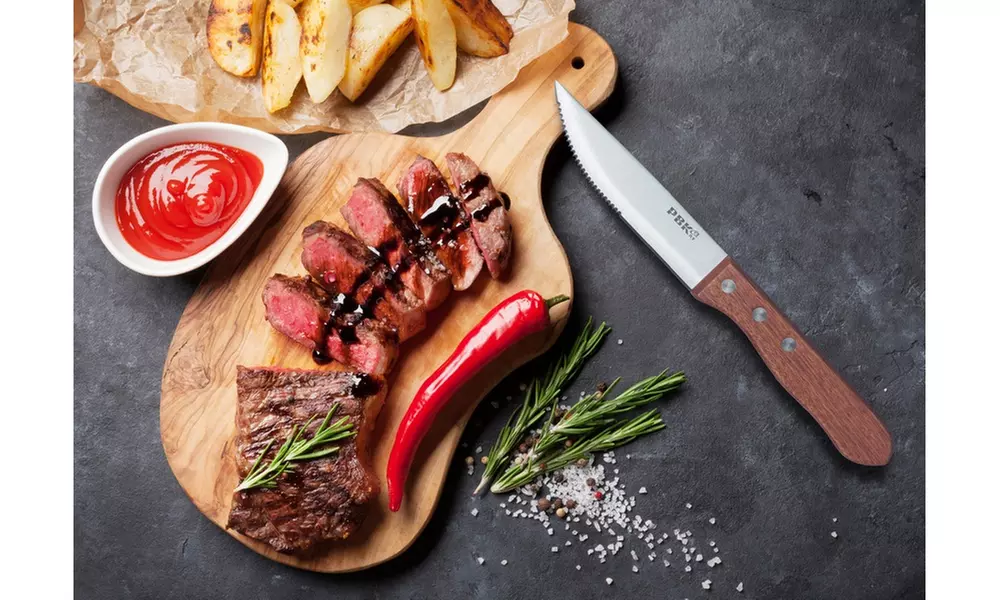 Wooden Steak Knife Set, Premium Stainless steel Knives with wood Handle,set of 6 - Second Medium