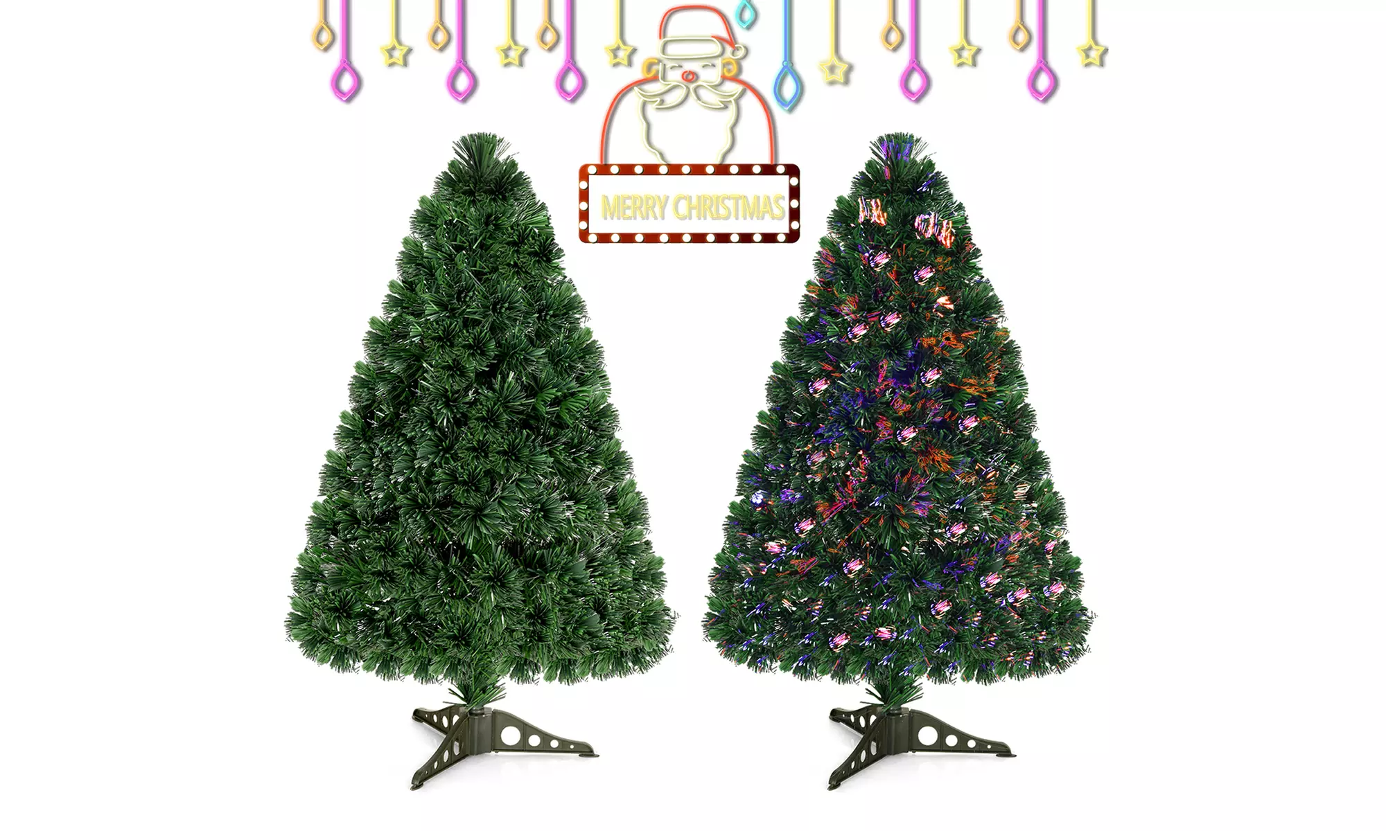 Costway 3Ft Pre-Lit Fiber Optic Artificial PVC Christmas Tree Tabletop