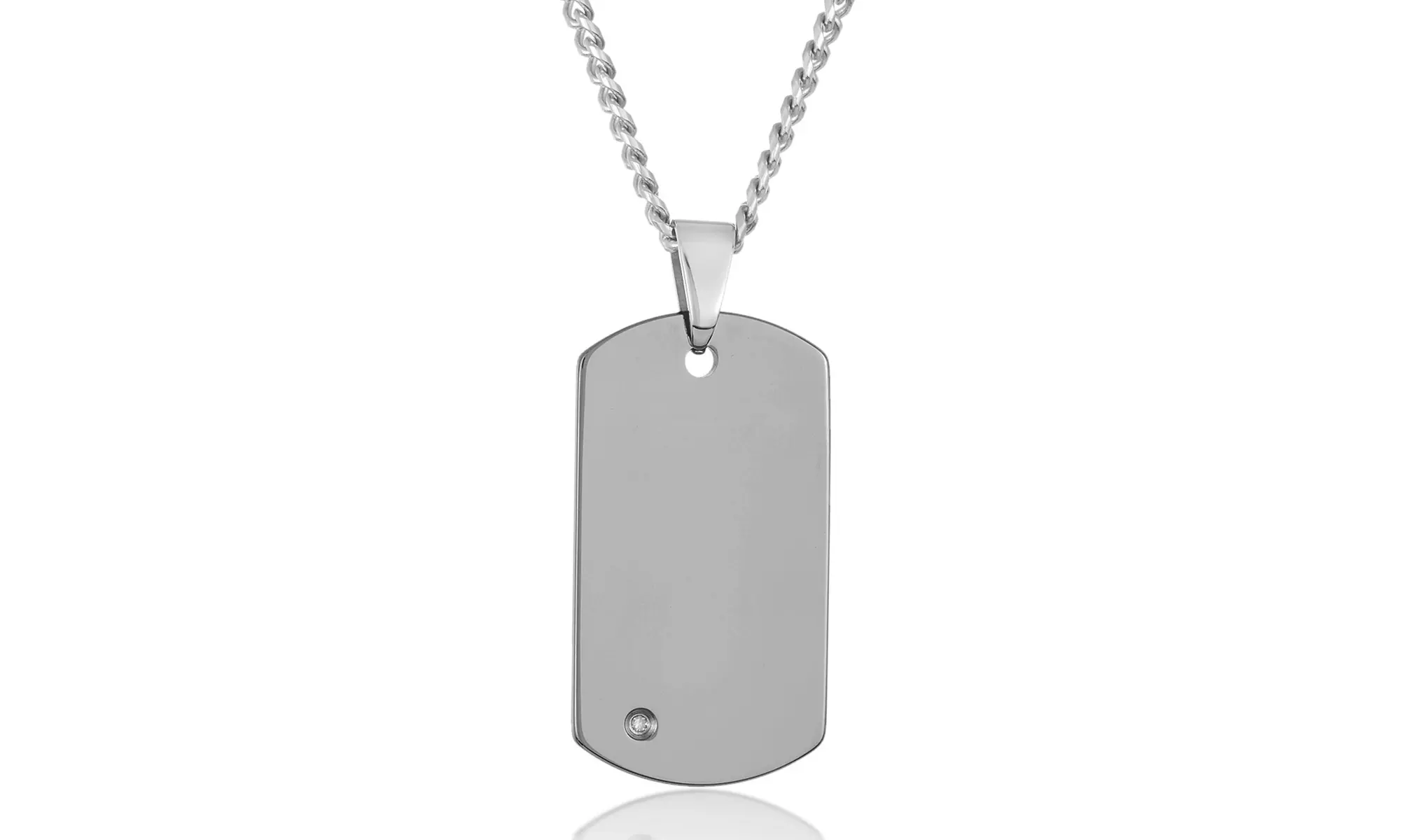 Men's Diamond Accent Tungsten Carbide Dog Tag Necklace - Primary Image