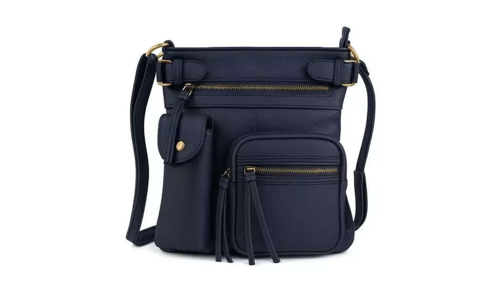 Super Soft Genuine Leather Crossbody Bag with Top Belt Accent