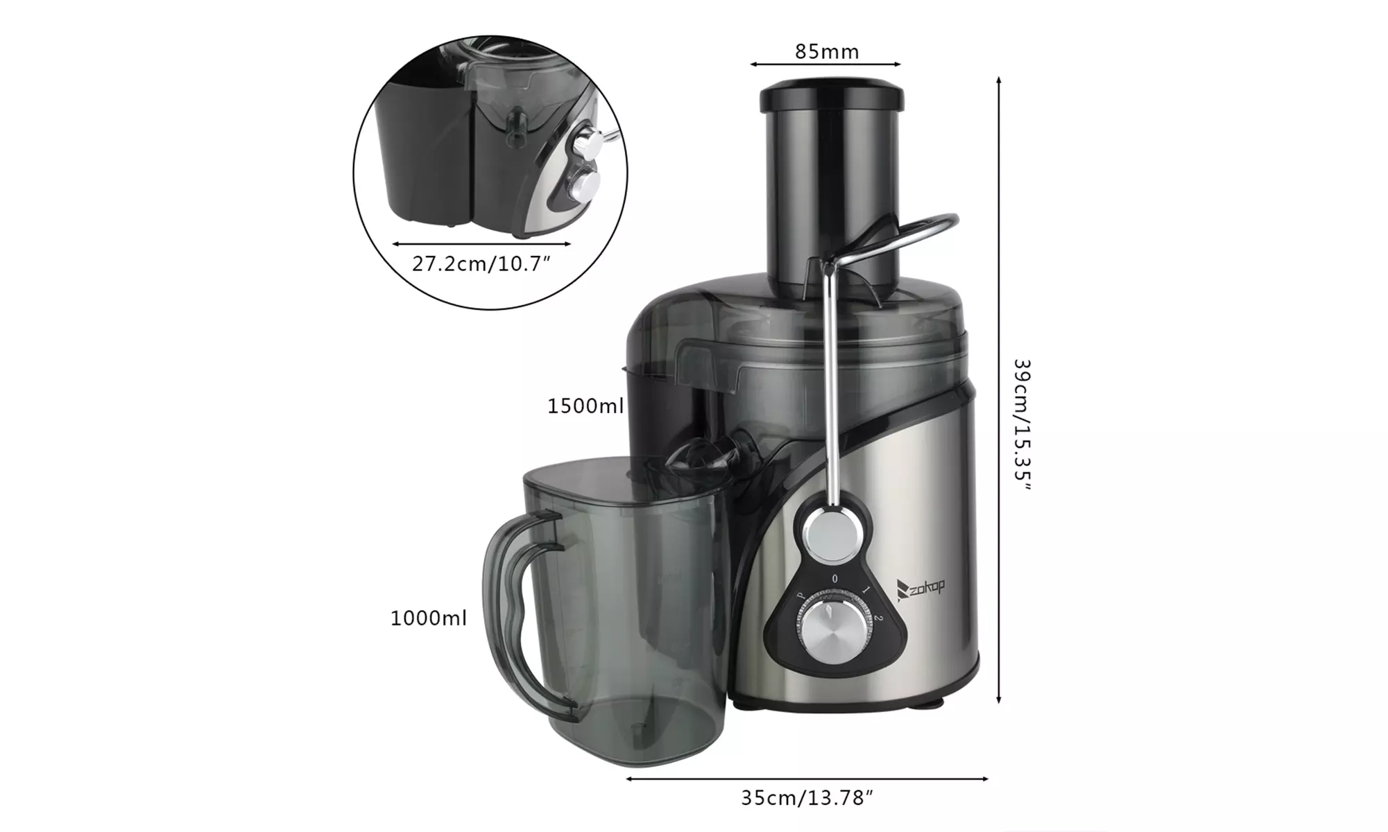 110V 800W 85MM Large Diameter 1000Ml Juice Cup 1500Ml Pomace Cup Third Gear