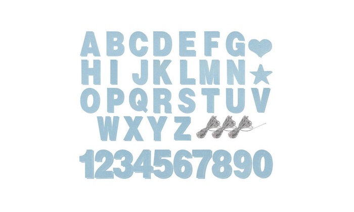 125 Piece Custom Banner Kit Letters Numbers Symbols Blue Glitter