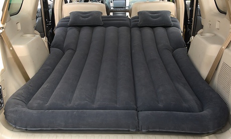 LakeForest Car Inflatable Air Mattress Travel Camping Air Bed Cushion W/ Pillows Black