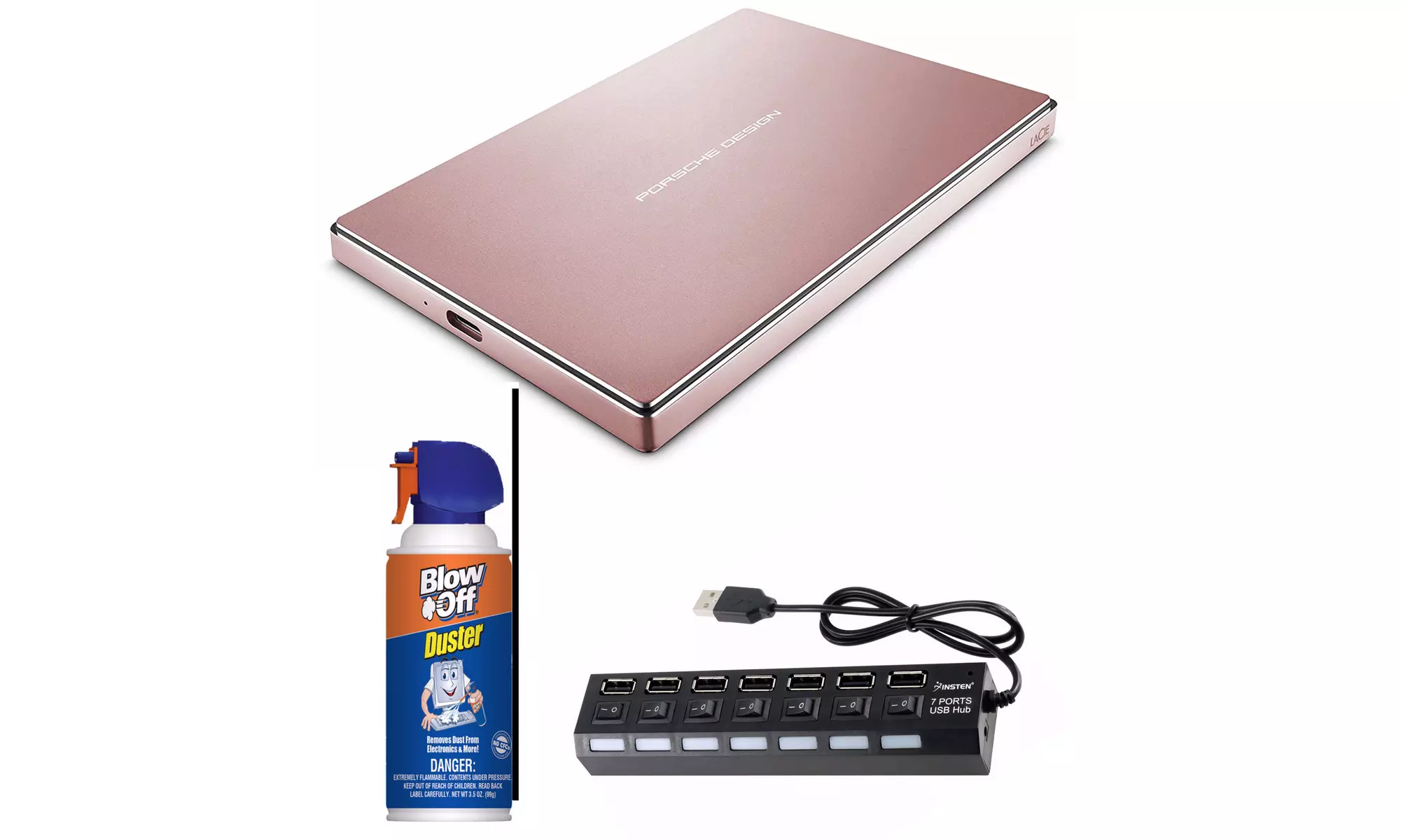 LaCie Porsche 2TB Mobile External Hard Drive (Rose Gold) with USB Hub Bundle - Primary Image