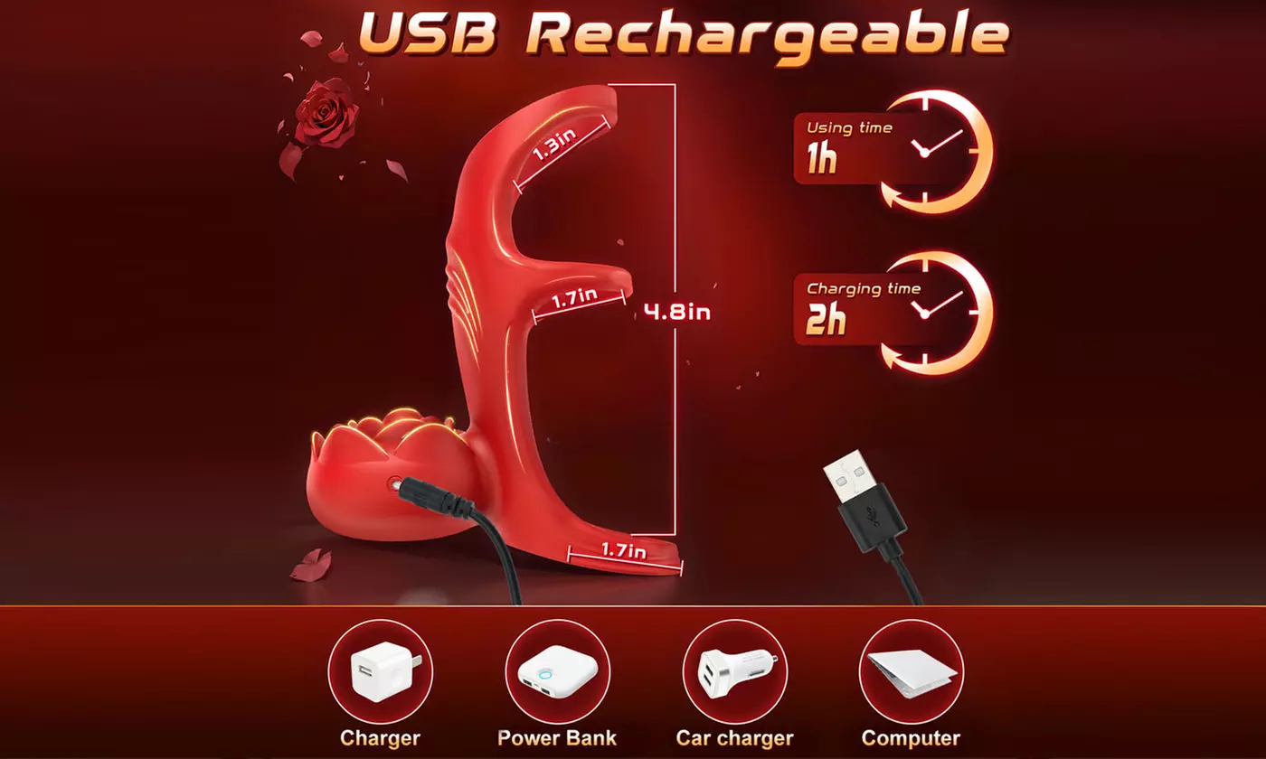 APP Remote Control Vibrating C-Ring Rose Clitoral G Spot Vibrator