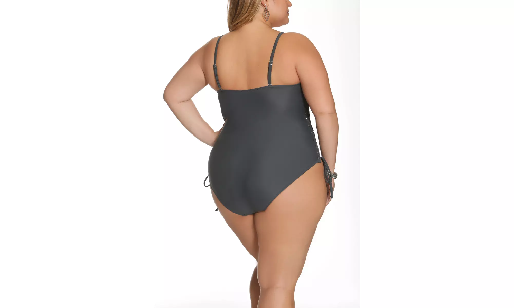 Sun and Sea Curvy Solid As A Rock Side Grommet One Piece - Second Medium