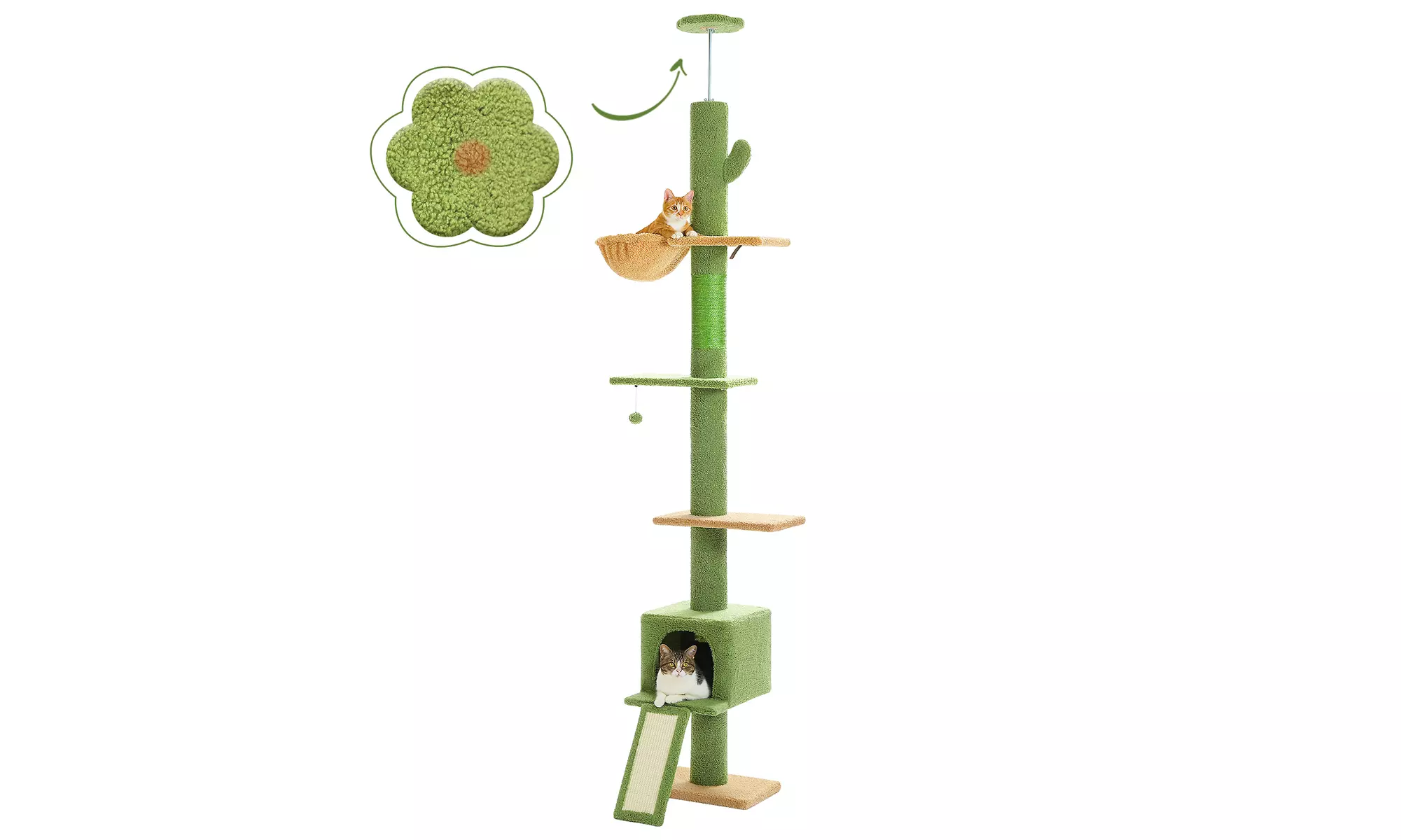 9 Feet Three Tier Floor-to-Ceiling Cat Tree Cat Climbing Tree