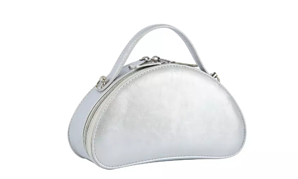 Faux Vegan Leather Handbag | Satchel & Half-Moon Style