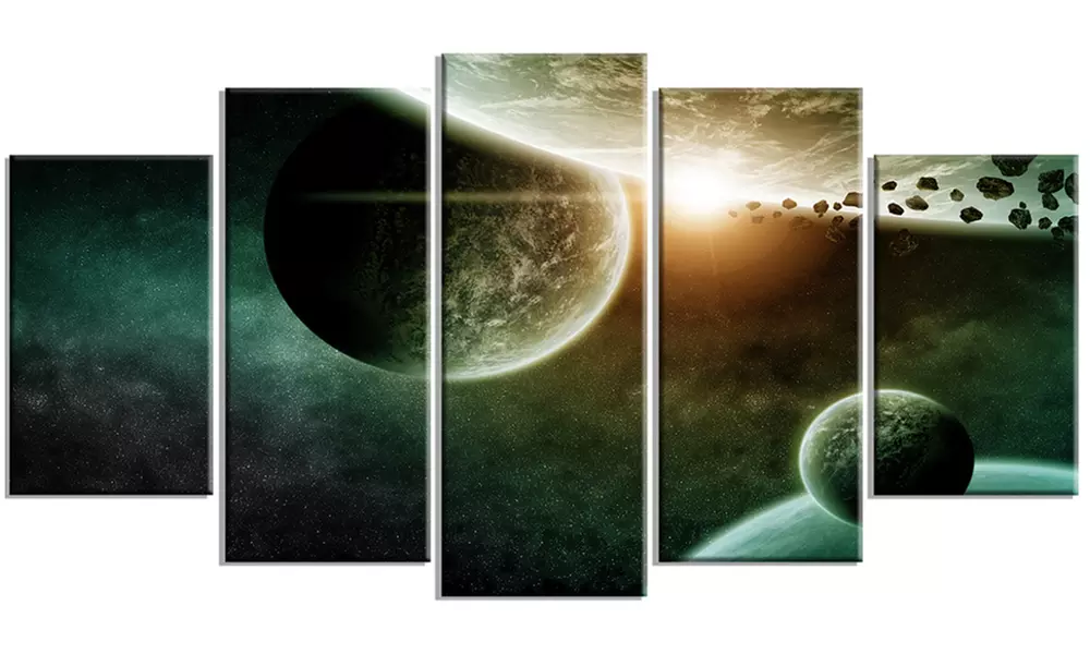 Space Planet Illustration - Contemporary Canvas Art Print - Primary Image