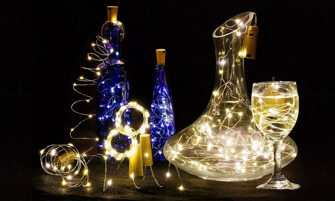 5-10 Pack LED Wine Bottle Light with Cork Mini Copper Wire Waterproof 15-20 Lamp - Primary Image