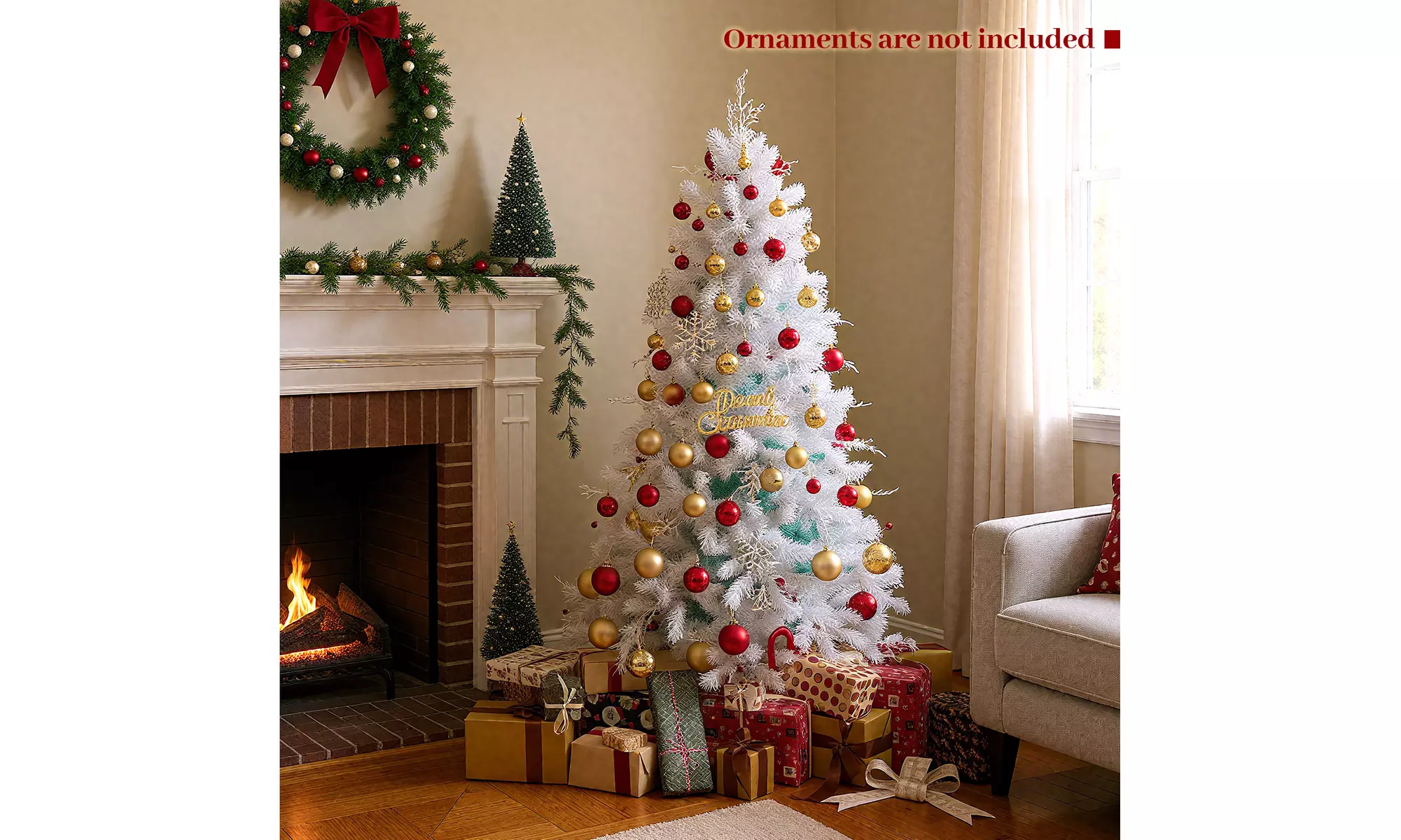 Costway Pre-Lit Artificial Christmas Tree with Branch Tips | Warm White LED Lights | Easy Setup & Home Decor