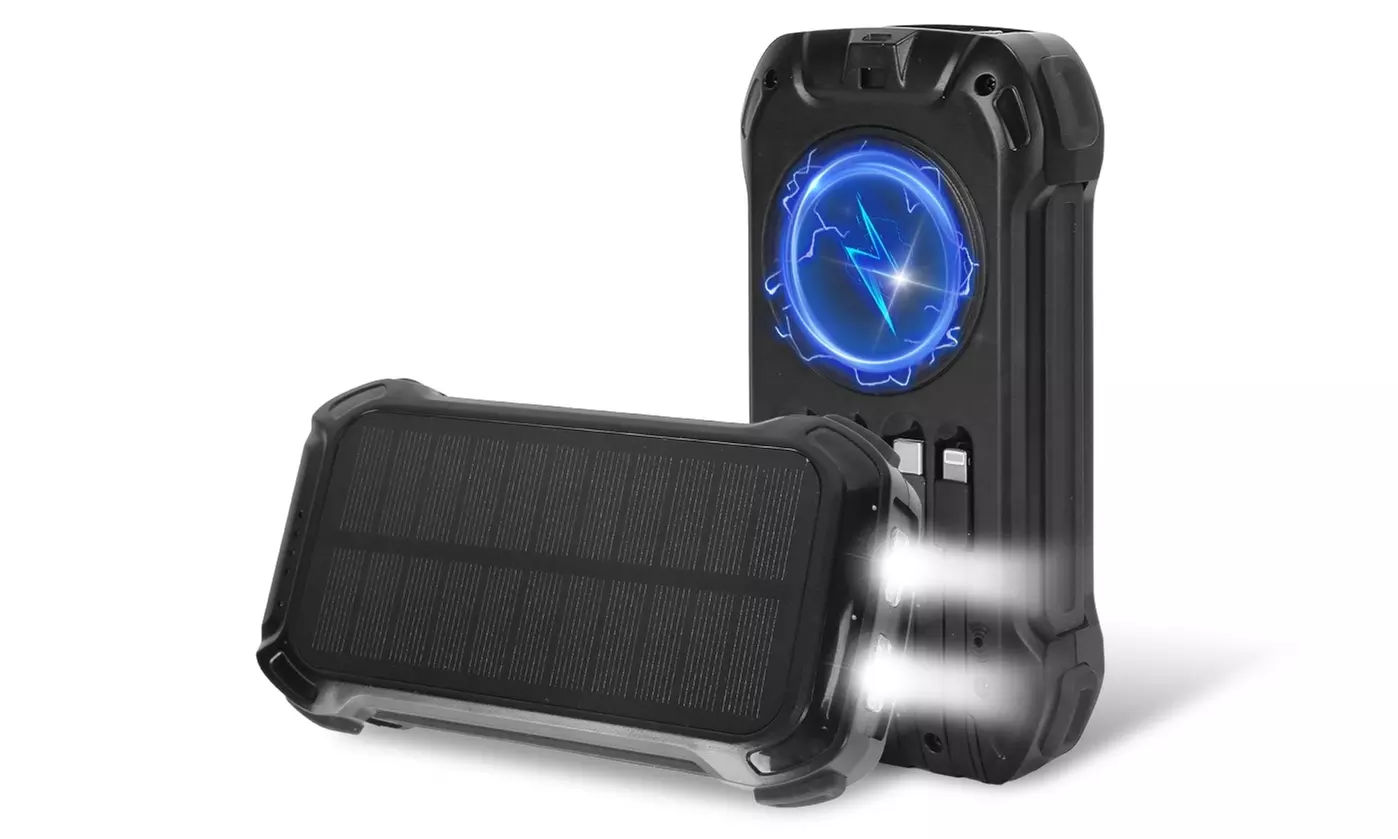 iMounTEK 49800mAh Solar Power Bank with 22.5W PD Fast Charging & Built-In Cables