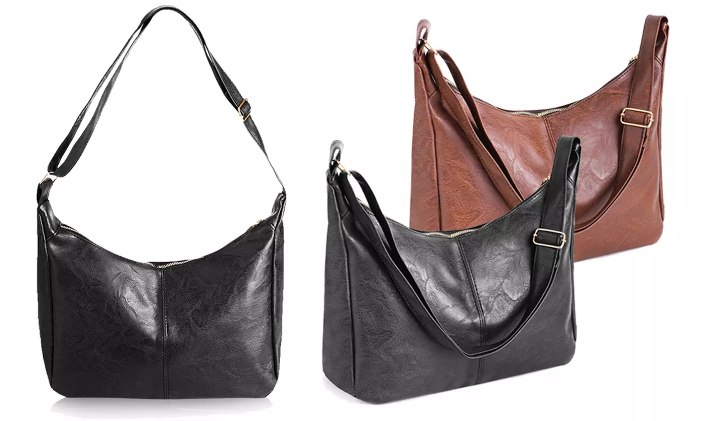 Women PU Leather Tote Slouchy Shoulder Hobo Bags