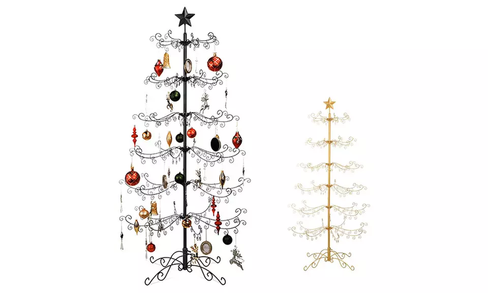 6ft Wrought Iron Ornament Display Christmas Tree w/Easy Assembly and Stand - Primary Image