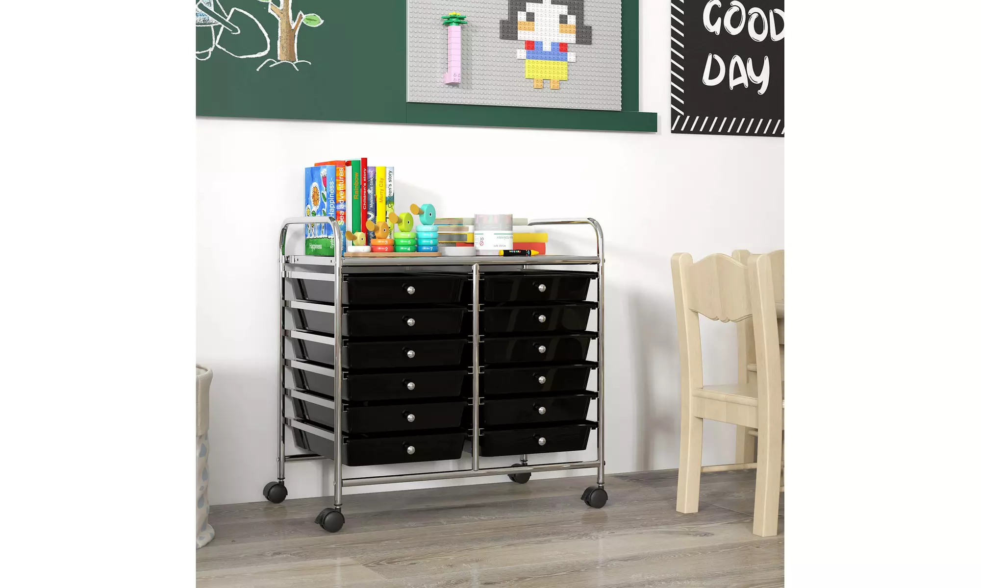 Costway 12 Drawers Rolling Cart Storage Scrapbook Paper Studio Organizer Bins