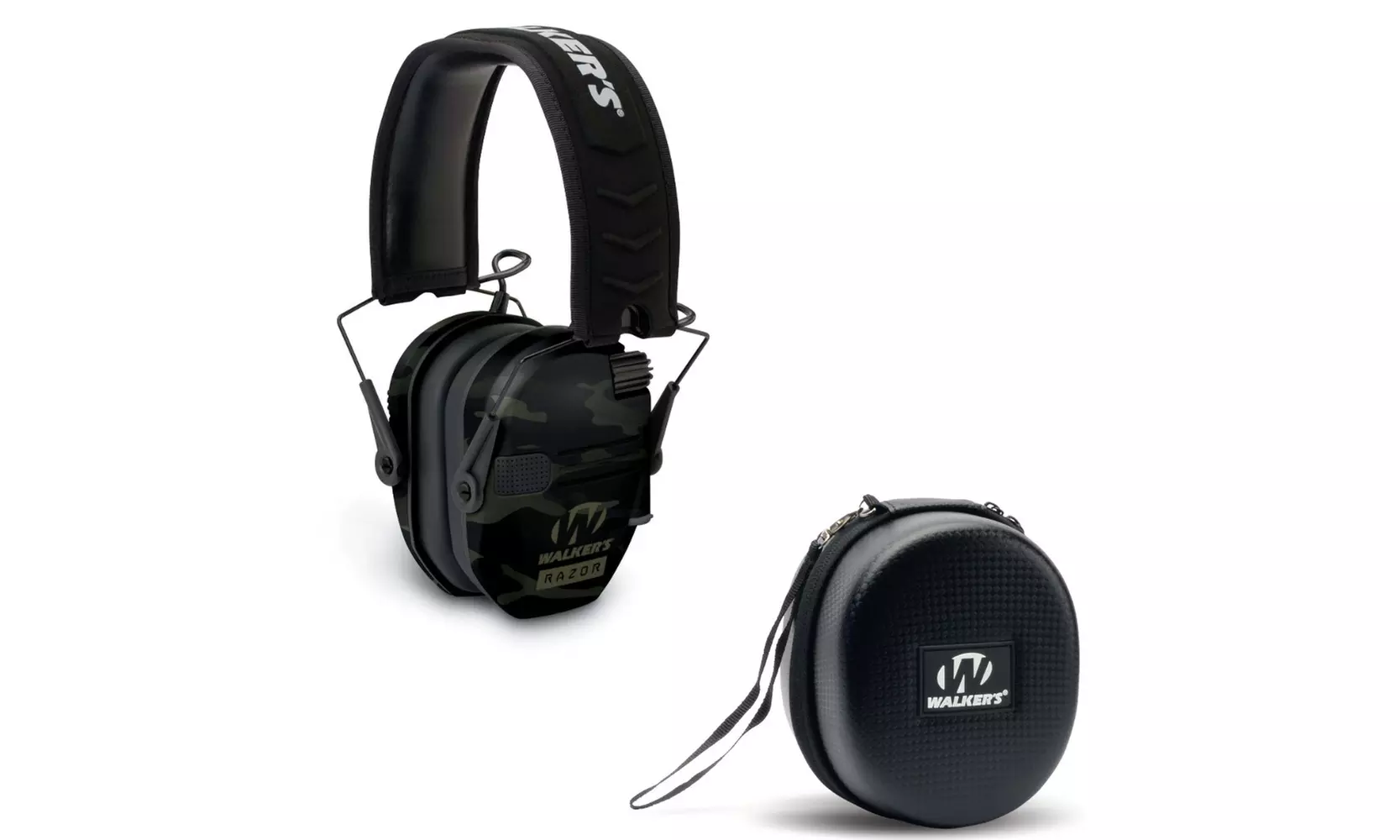 Walkers Razor Slim Electronic Shooting Hearing Protection Muff, Grey, with Case - Primary Image