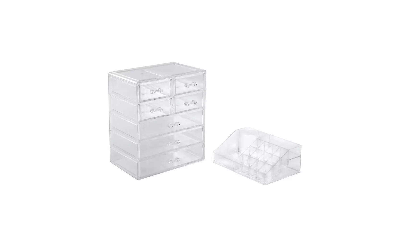 Plastic Cosmetics Makeup Storage Rack 7 Large Drawers (Set of 2)