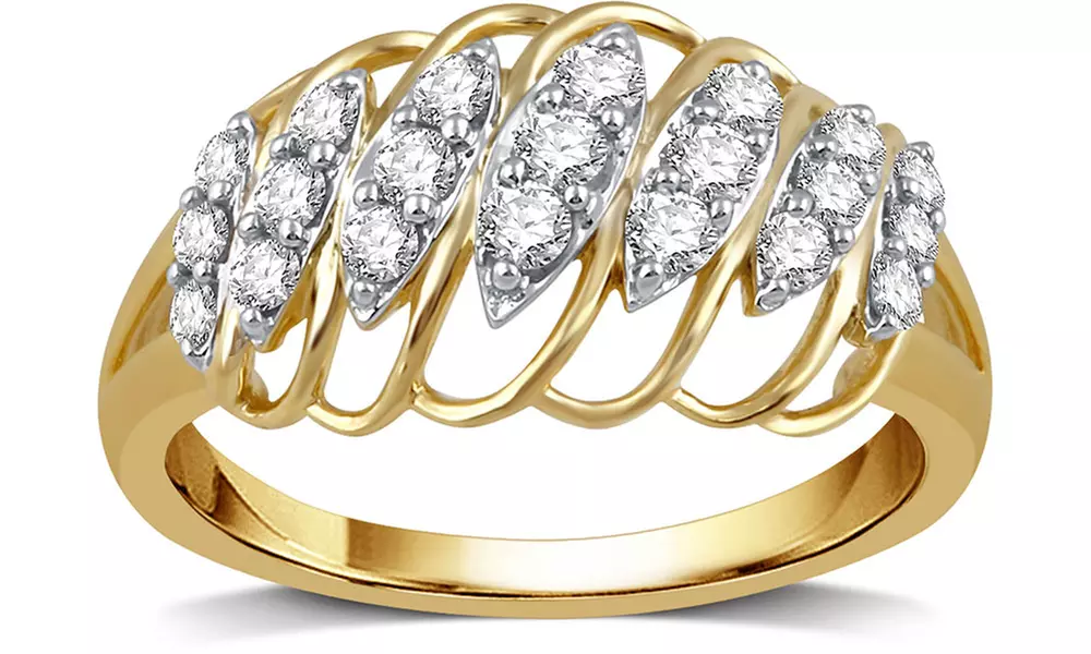 1/2 CTTW Diamond Ring in 14K Gold Plating by DeCarat - Primary Image