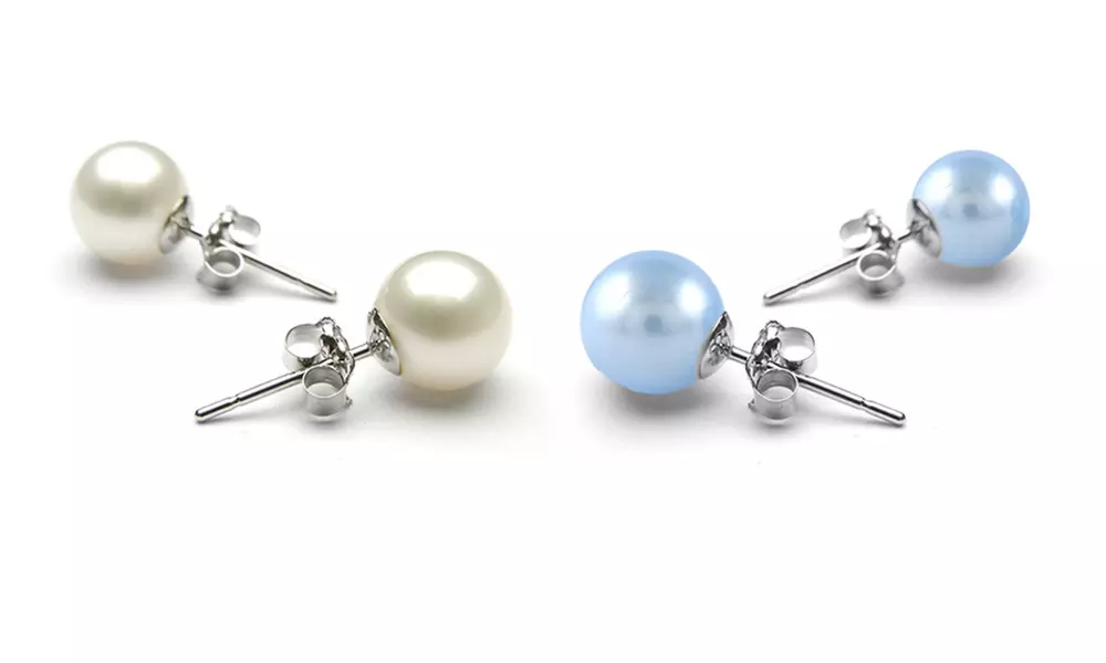Set of 2 8mm Pearl Stud Earrings