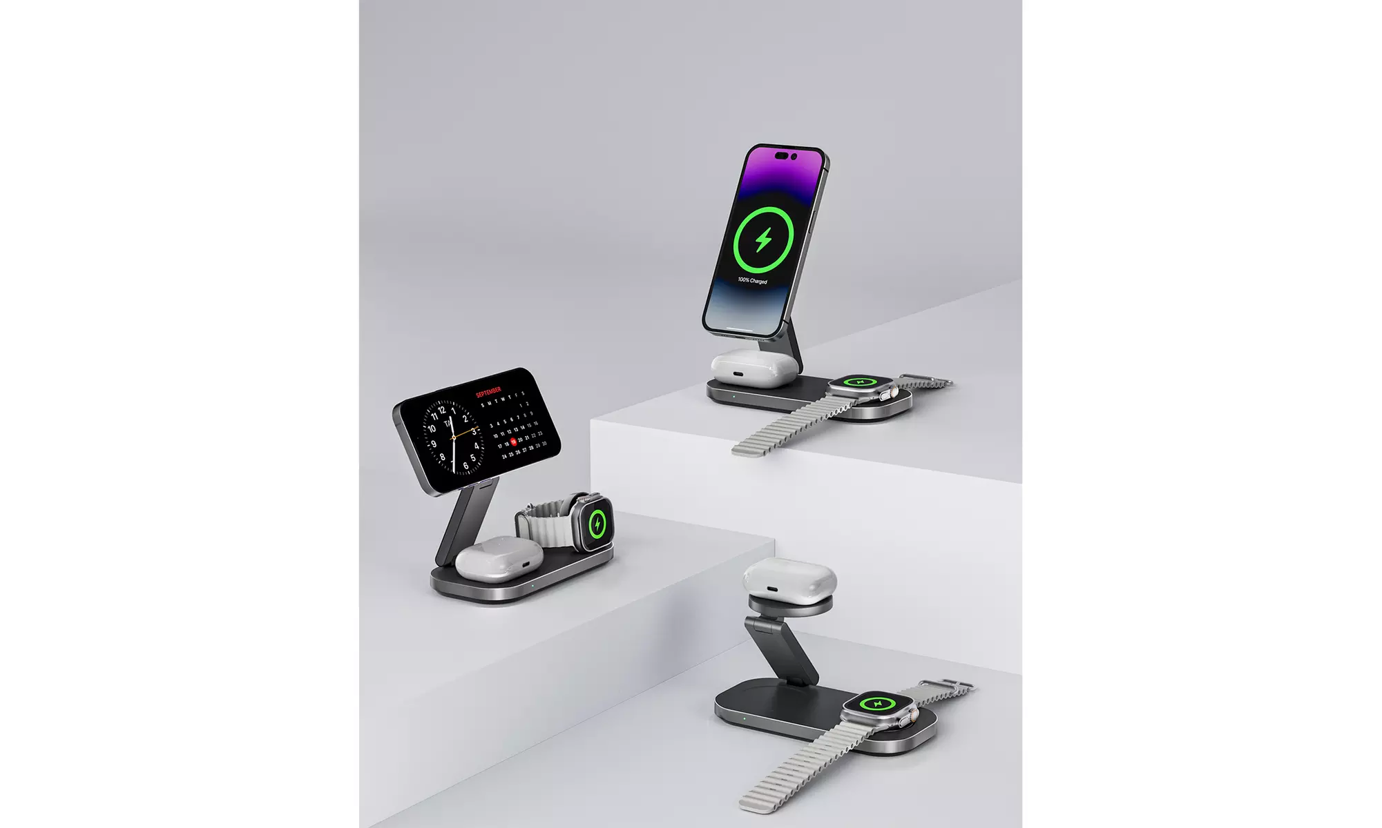 Waloo 3-in-1 Wireless Charging Stations for iPhone, Apple Watch & AirPods